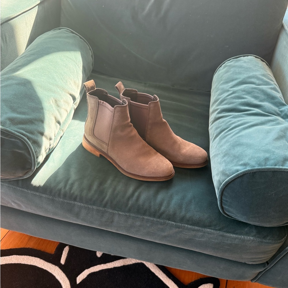 Clarks Grey Slip-On Chelsea Boots